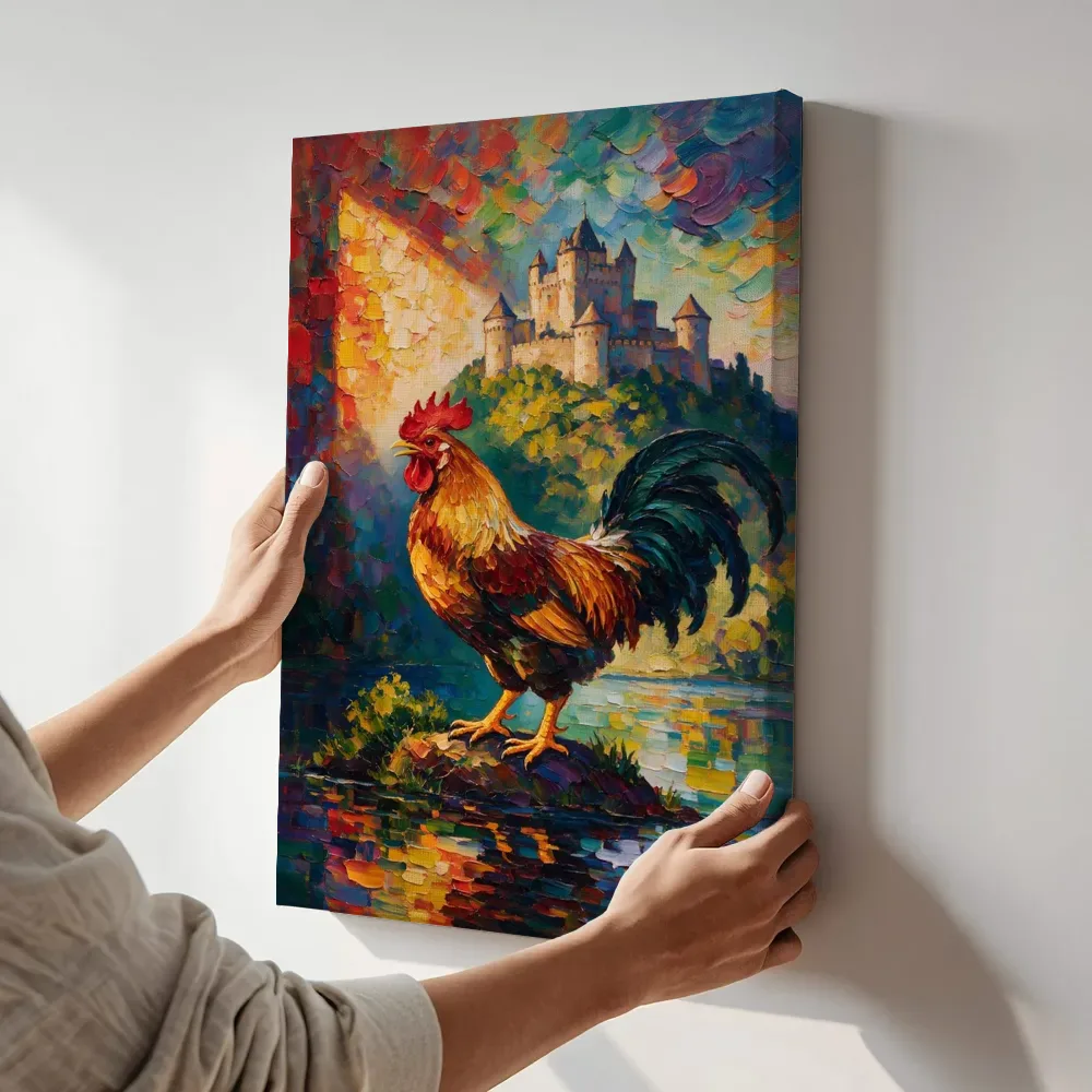 Sfeerimpressie: Kasteel zacht in het volle beeld tegen een muur in de schaduw terwijl het aan de muur wordt gehangen