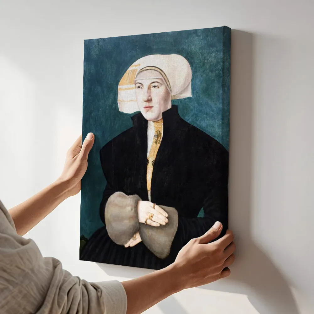 Sfeerimpressie: Katharina von Holzhausen van Hans Abel terwijl het aan de muur wordt gehangen