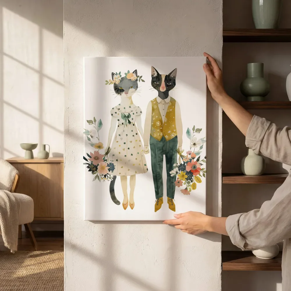 Sfeerimpressie: Kattenkoppel met bloemen naast de kast