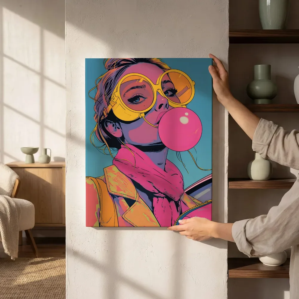 Sfeerimpressie: Kauwgombel in neon pop art naast de kast