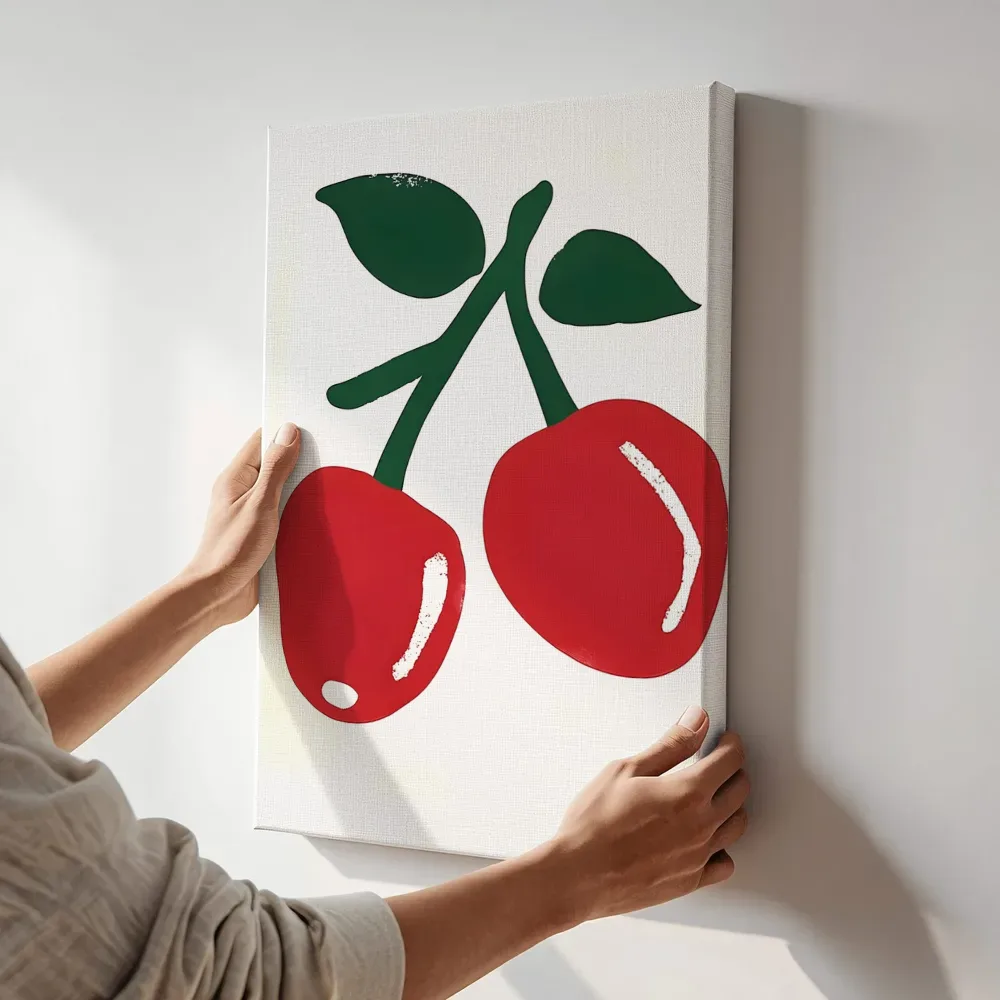 Sfeerimpressie: Kersen aan tak terwijl het aan de muur wordt gehangen