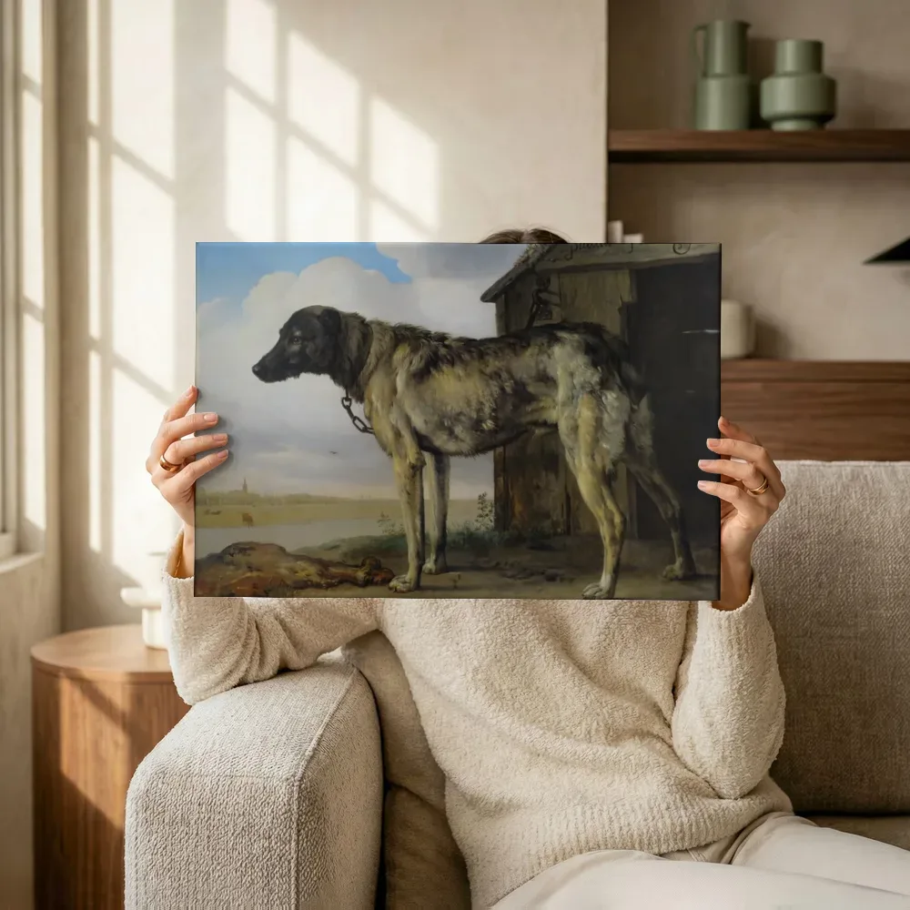 Sfeerimpressie: Ketting hond van Paulus Potter terwijl het omhoog wordt gehouden