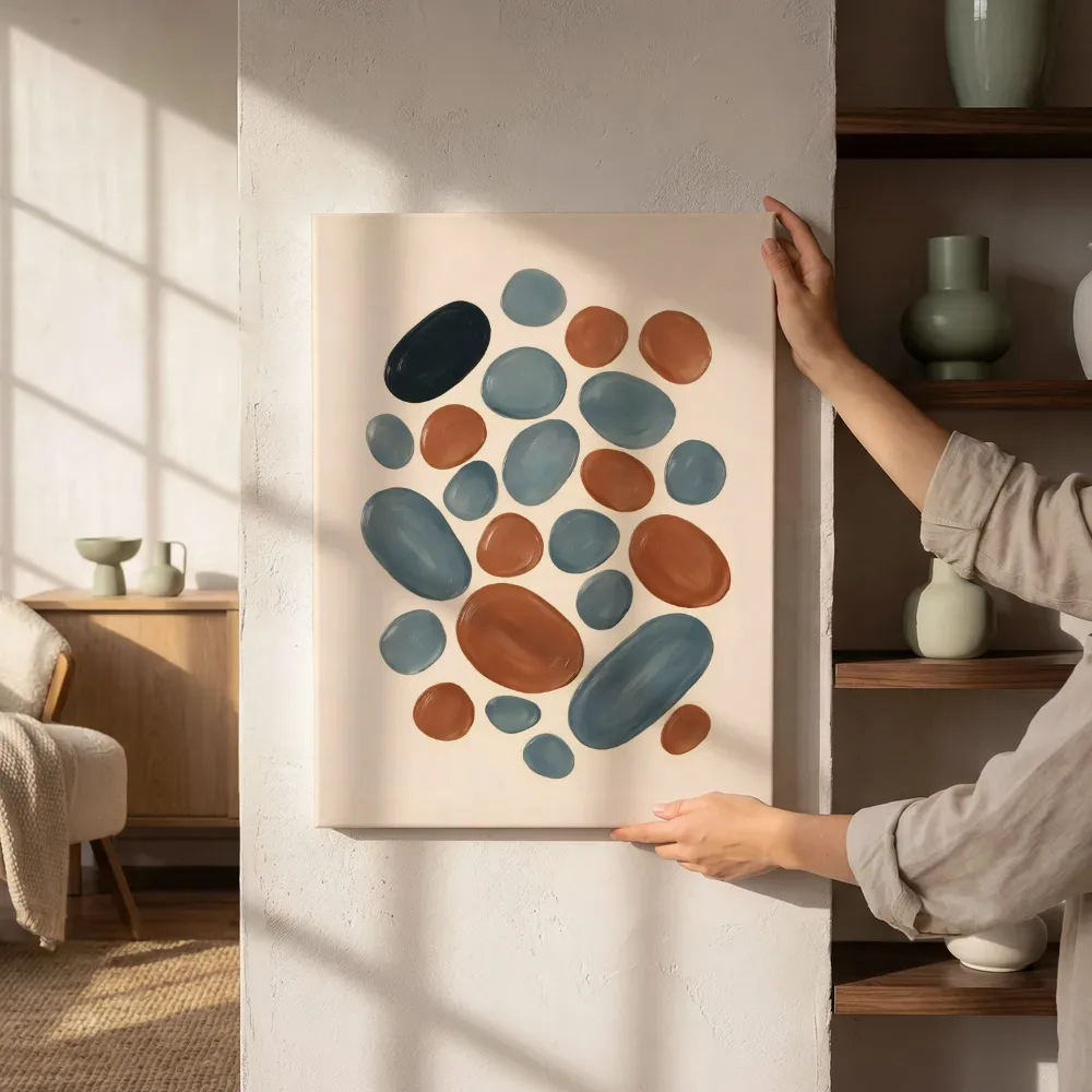 Sfeerimpressie: Kiezelstenen Organic Geometry 19 naast de kast