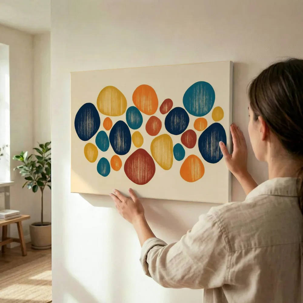 Sfeerimpressie: Kiezelstenen Organic Geometry 4 terwijl het wordt opgehangen