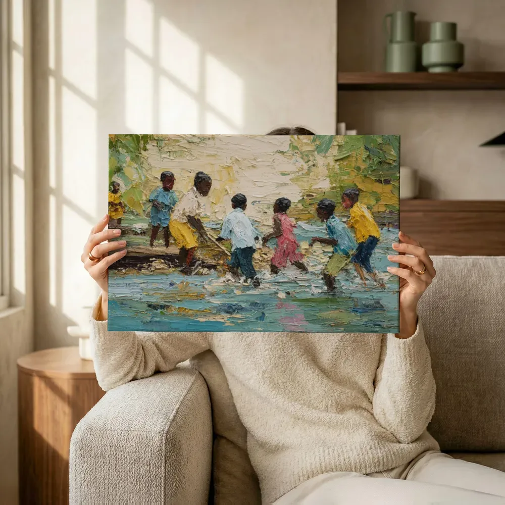 Sfeerimpressie: Kinderen spelen in de rivier terwijl het omhoog wordt gehouden