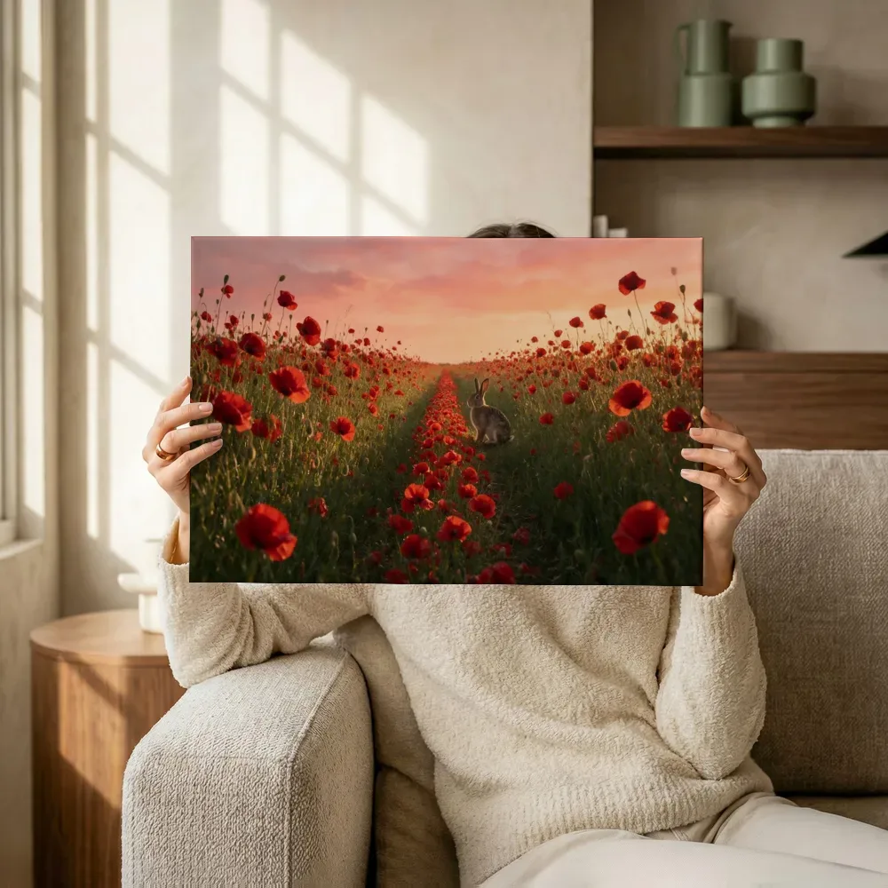 Sfeerimpressie: Klaprozen bij de zonsondergang 4 terwijl het omhoog wordt gehouden