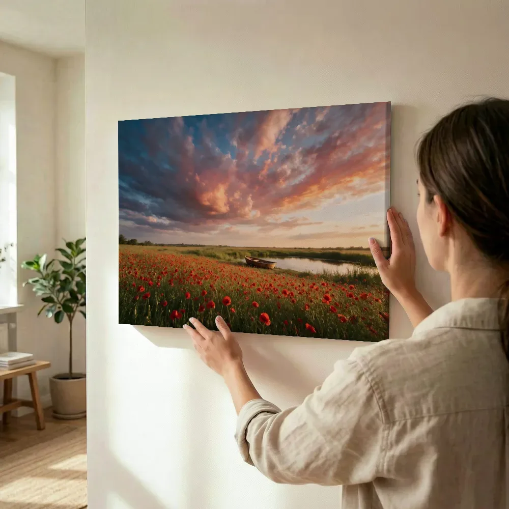 Sfeerimpressie: Klaprozen bij het gouden uur 7 terwijl het wordt opgehangen