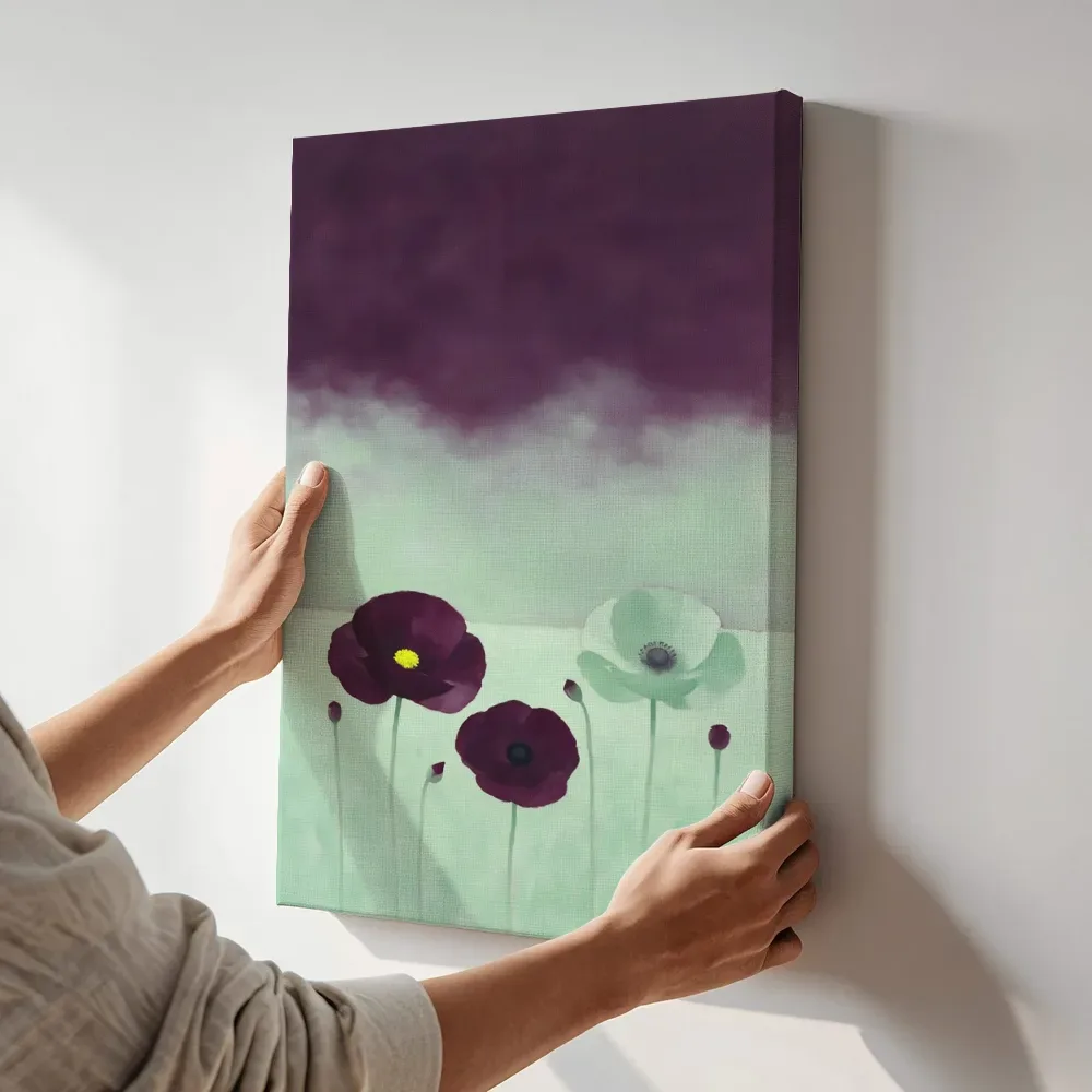 Sfeerimpressie: Klaprozen in aubergine en mint terwijl het zittend wordt getoond