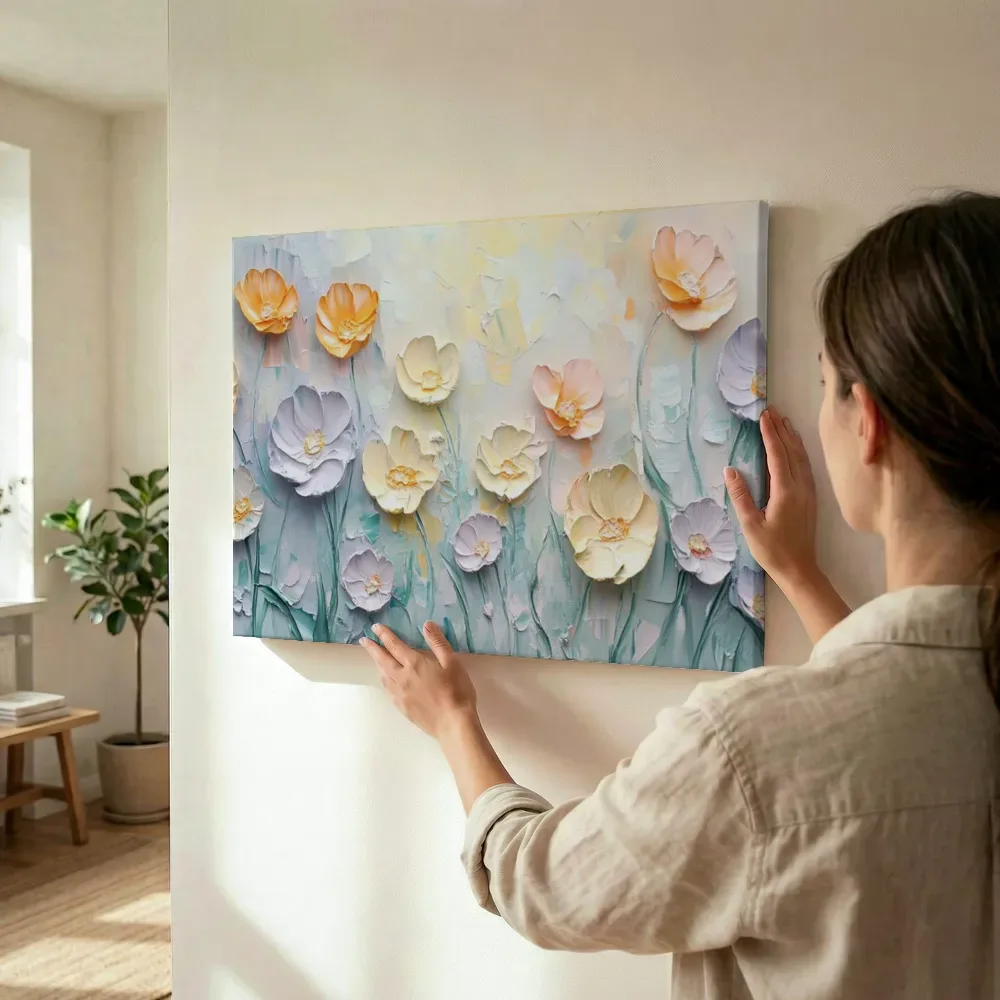 Sfeerimpressie: Klaprozenveld pastel terwijl het wordt opgehangen