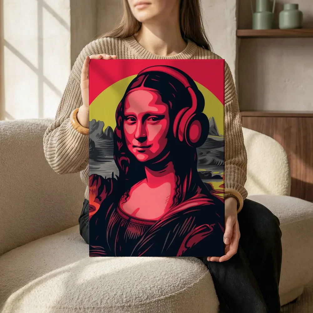 Sfeerimpressie: Klassiek portret met koptelefoon terwijl het zittend wordt getoond