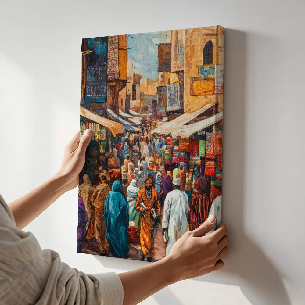 Sfeerimpressie: Kleurrijke souk terwijl het aan de muur wordt gehangen