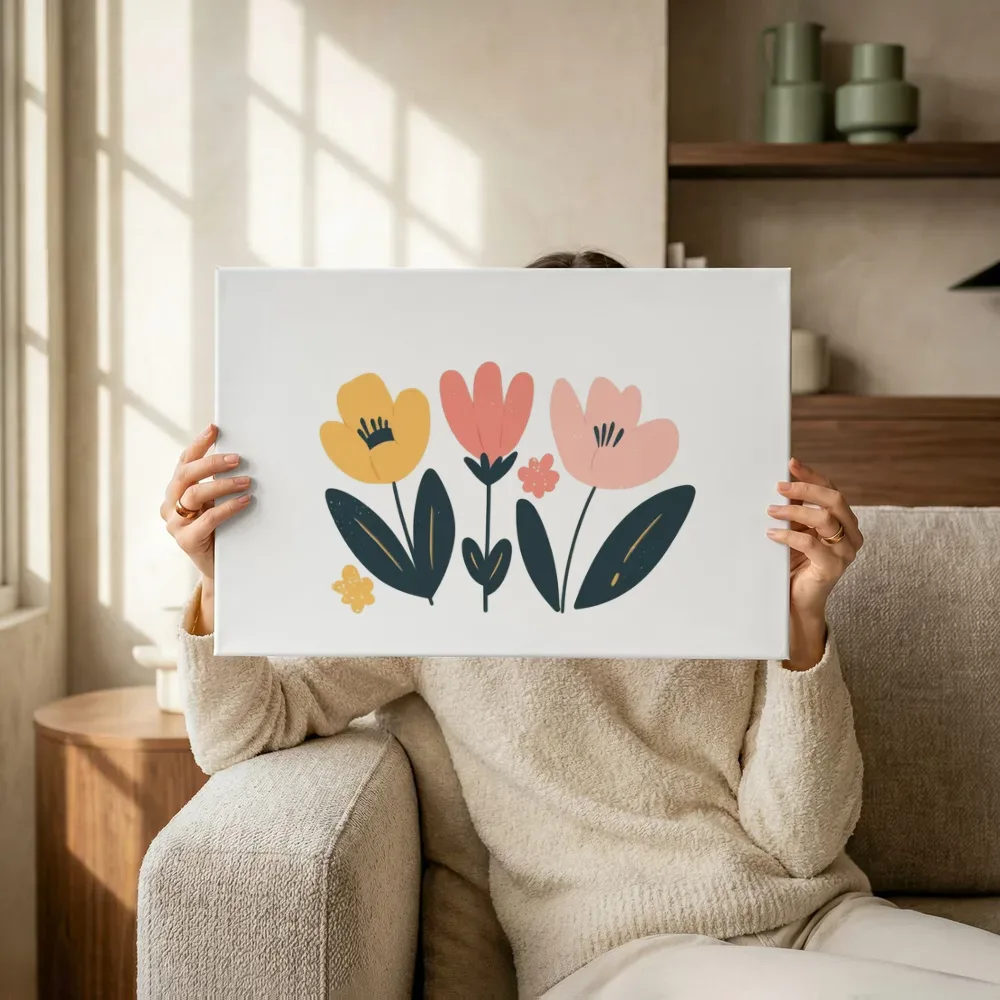 Sfeerimpressie: Kleurrijke tulpen trio terwijl het omhoog wordt gehouden