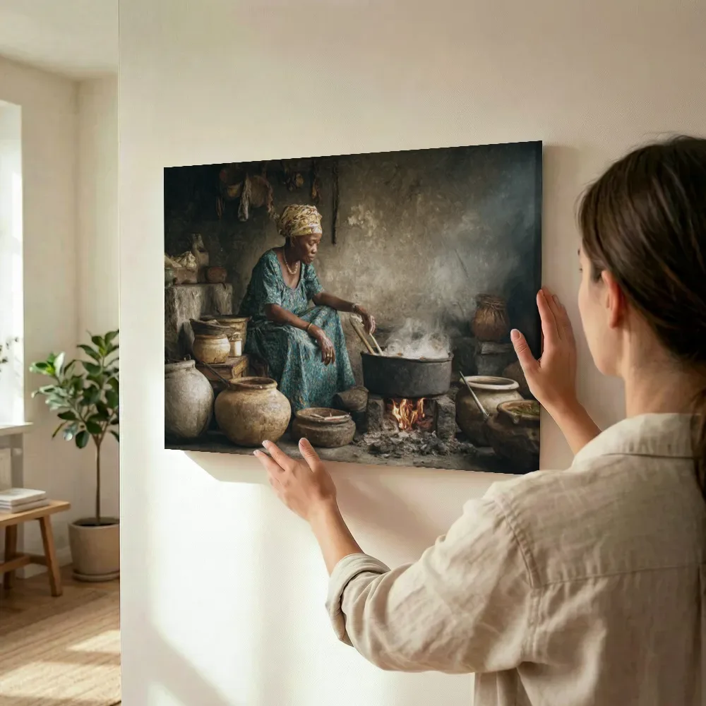 Sfeerimpressie: Koken boven open vuur terwijl het wordt opgehangen