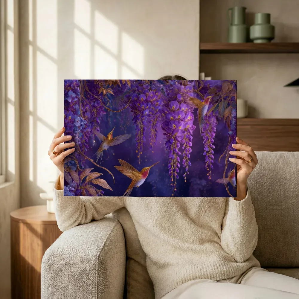 Sfeerimpressie: Kolibries tussen de blauwe regen terwijl het omhoog wordt gehouden