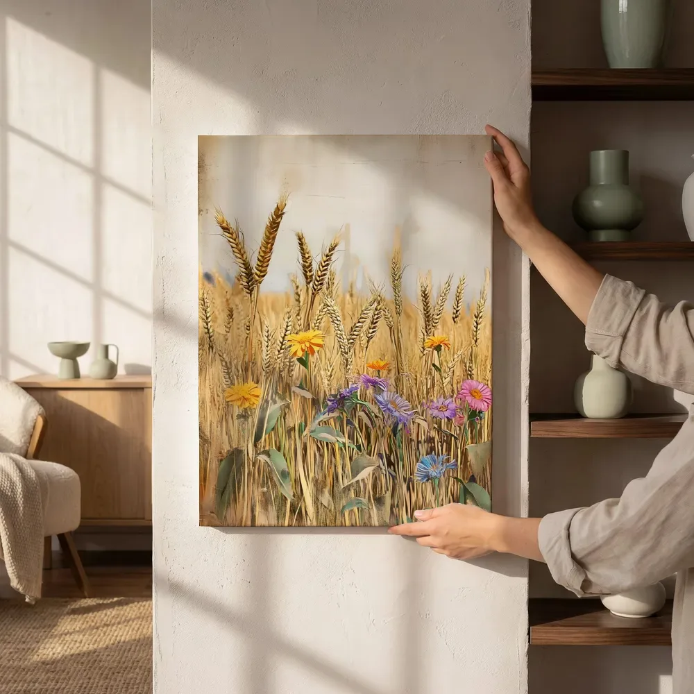 Sfeerimpressie: Korenveld met wilde bloemen naast de kast