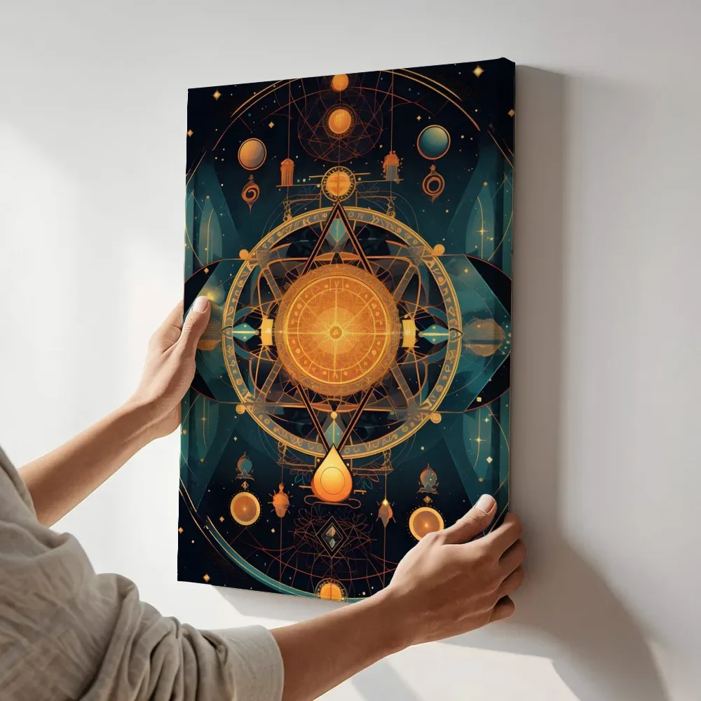 Sfeerimpressie: Kosmisch astrologierad terwijl het aan de muur wordt gehangen