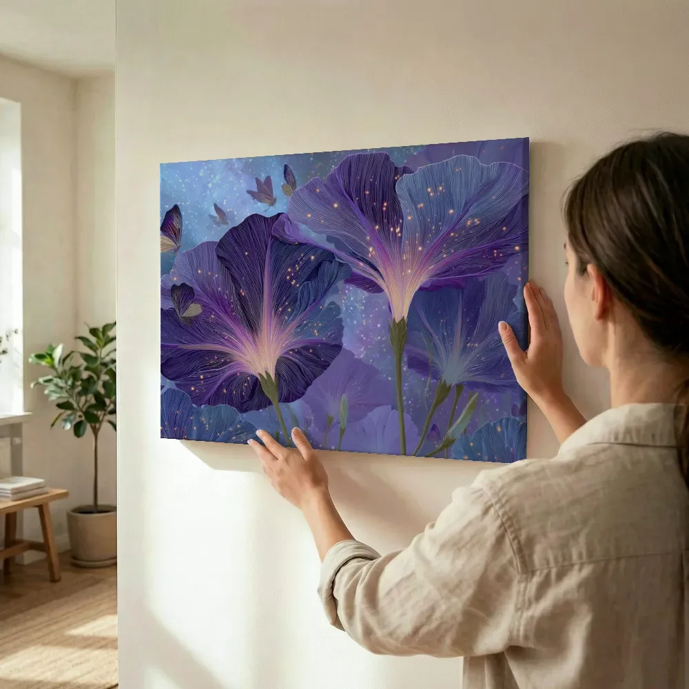 Sfeerimpressie: Kosmische klokbloemen met vlinders terwijl het wordt opgehangen