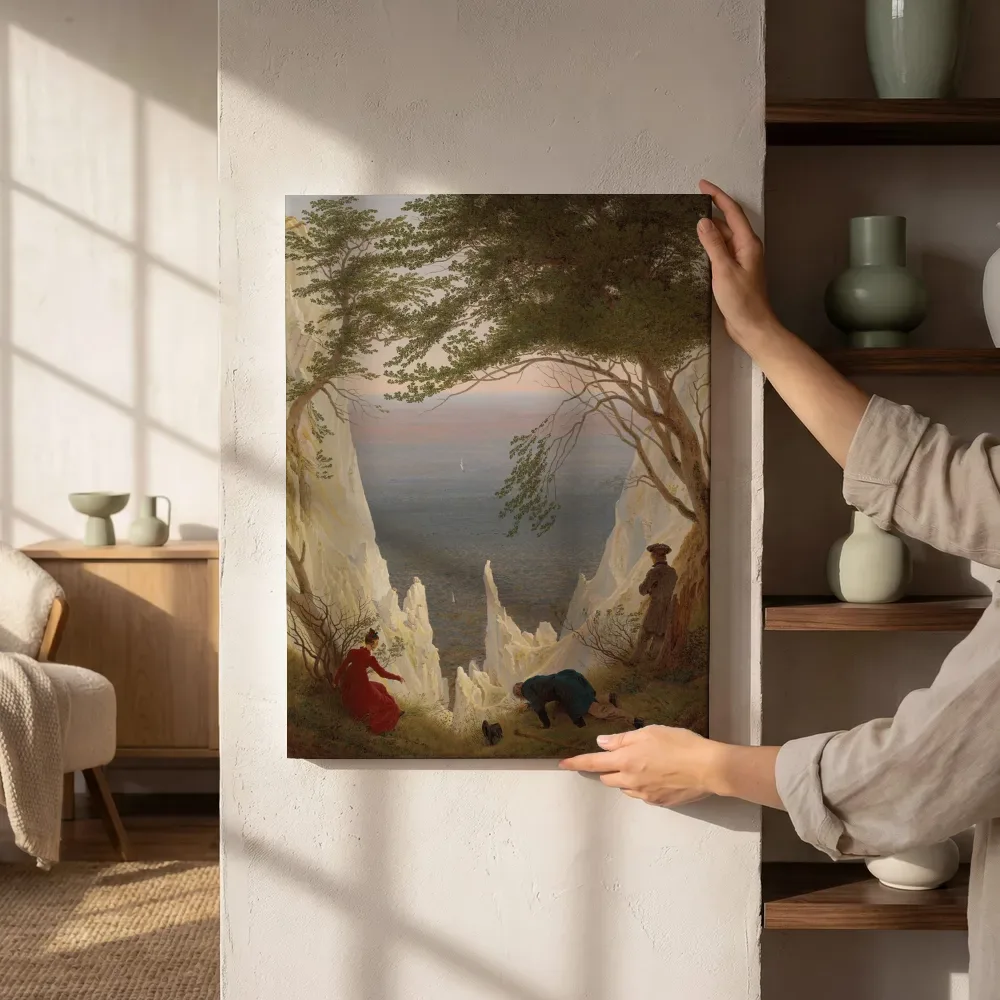Sfeerimpressie: Krijtrotsen op Rugen van Caspar David Friedrich naast de kast