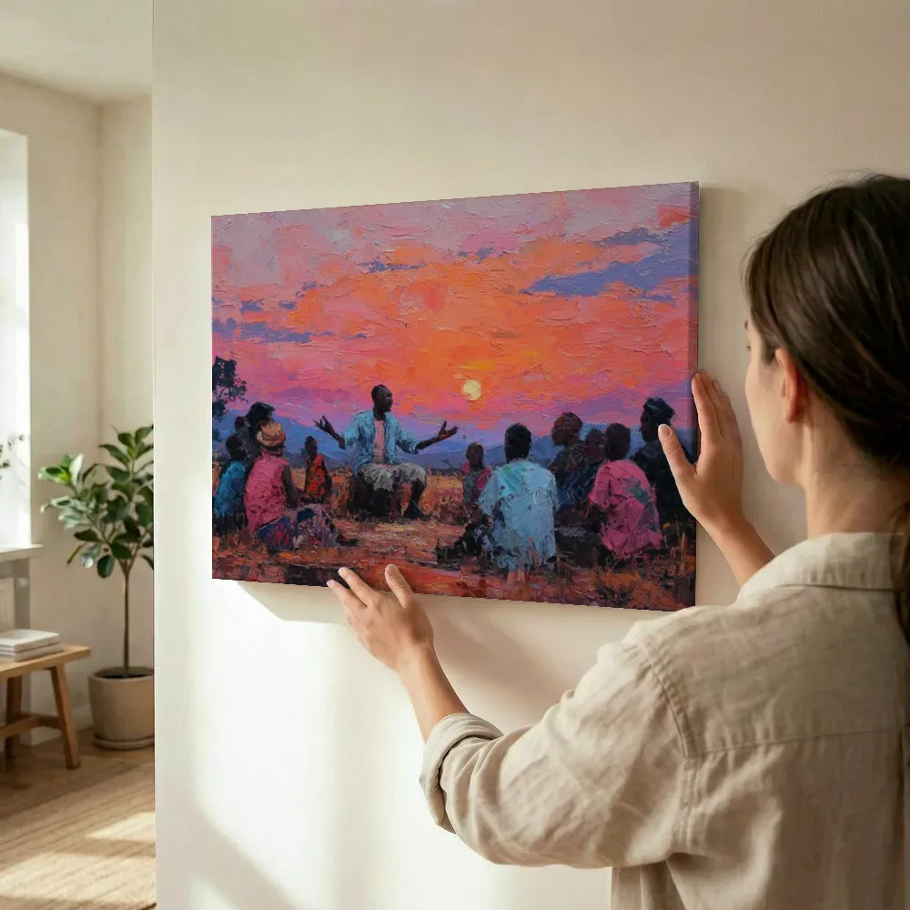 Sfeerimpressie: Kring bij zonsondergang terwijl het wordt opgehangen
