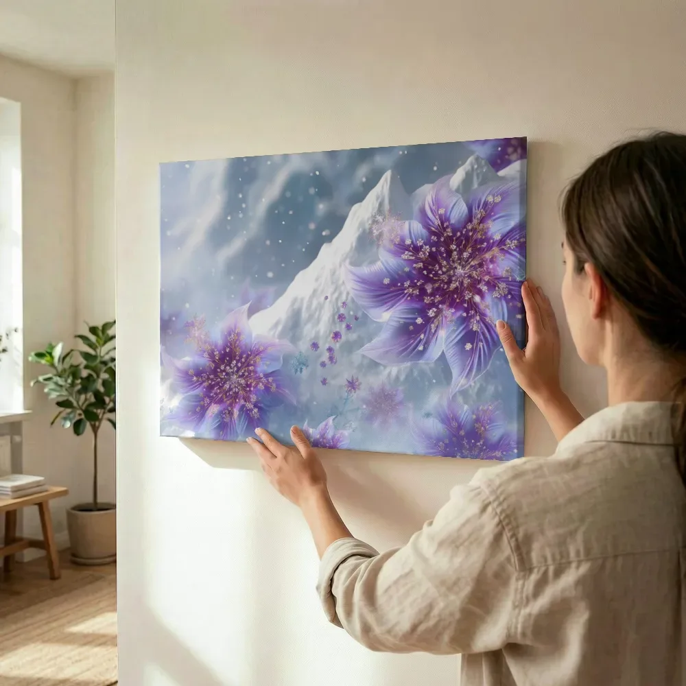 Sfeerimpressie: Kristallen bloesems met sneeuwvlokken terwijl het wordt opgehangen