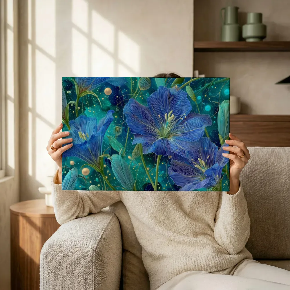 Sfeerimpressie: Kristallen klokbloemen in smaragdgroen terwijl het omhoog wordt gehouden
