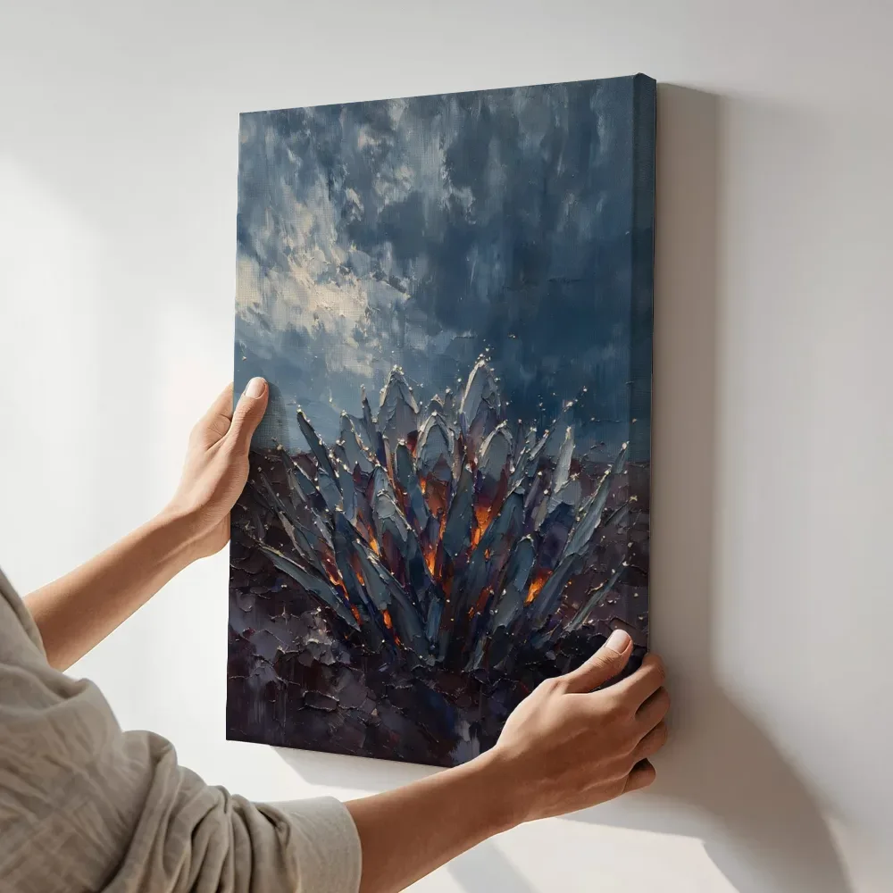 Sfeerimpressie: Krokus onder de hemel in leisteen terwijl het aan de muur wordt gehangen