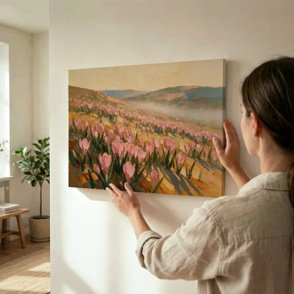 Sfeerimpressie: Krokus op de helling in groenroze terwijl het wordt opgehangen
