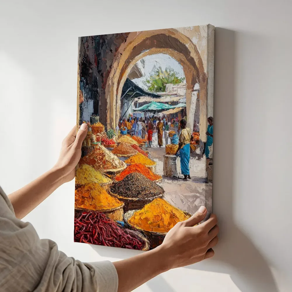 Sfeerimpressie: Kruidenmarkt onder de boog terwijl het aan de muur wordt gehangen
