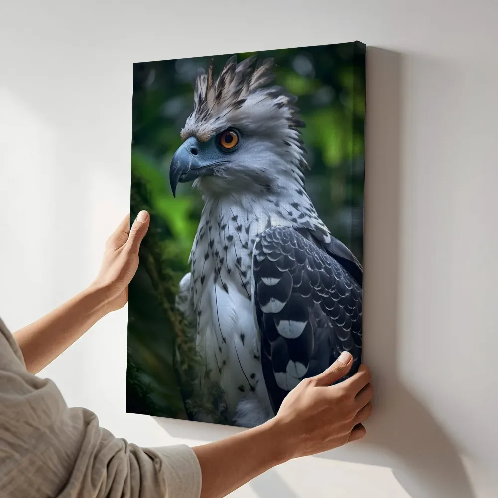Sfeerimpressie: Kuifarend portret terwijl het aan de muur wordt gehangen