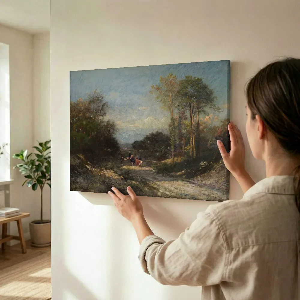 Sfeerimpressie: L'Automne van Jules Dupré terwijl het wordt opgehangen