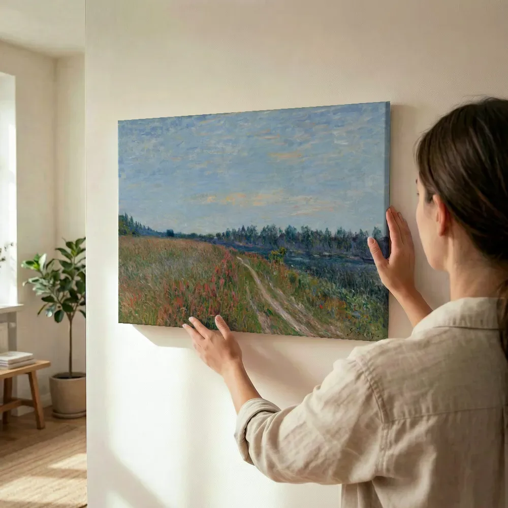 Sfeerimpressie: De weide van Alfred Sisley terwijl het wordt opgehangen