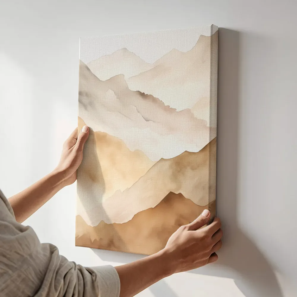Sfeerimpressie: Lagen van de hooglanden terwijl het aan de muur wordt gehangen