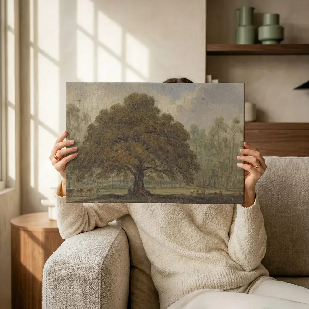 Sfeerimpressie: Landschap met herten onder de Beggar's Oak van James Ward terwijl het omhoog wordt gehouden