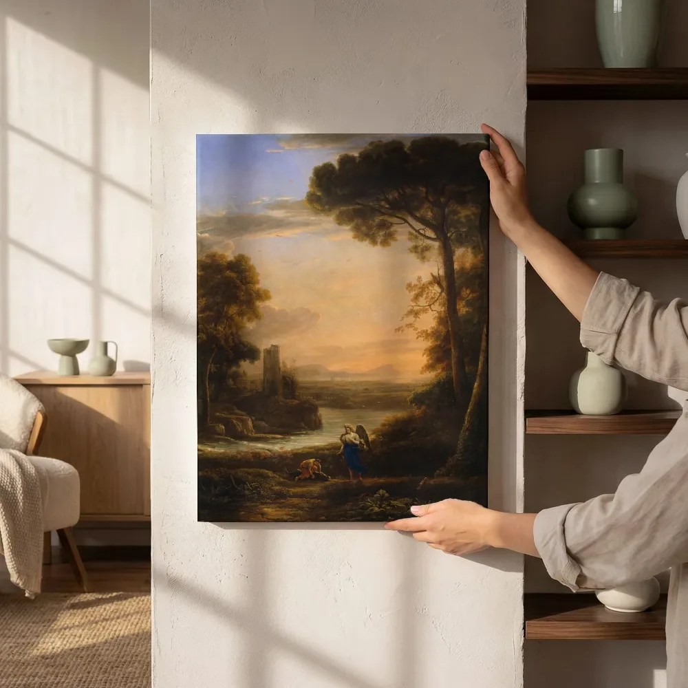 Sfeerimpressie: Landschap met Tobias en de engel van Claude Lorrain naast de kast