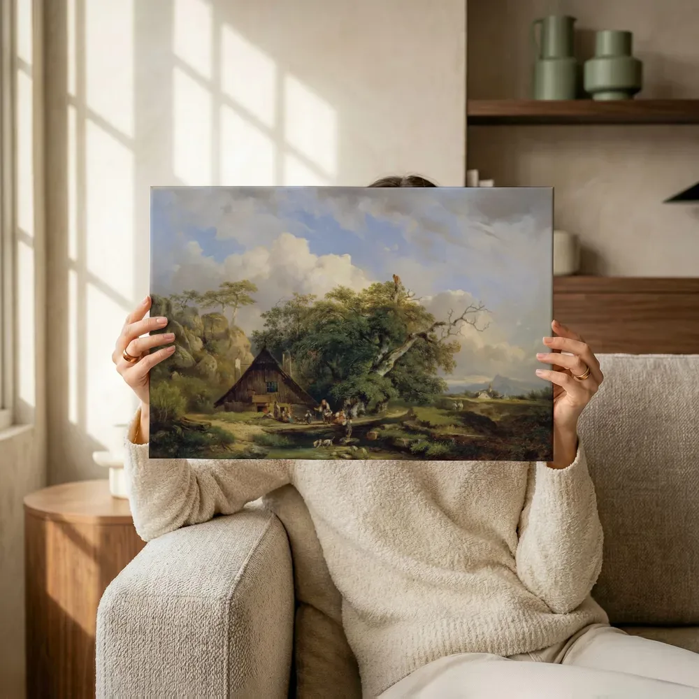 Sfeerimpressie: Landschaft bei Gutenstein van Dominik Schufried terwijl het omhoog wordt gehouden