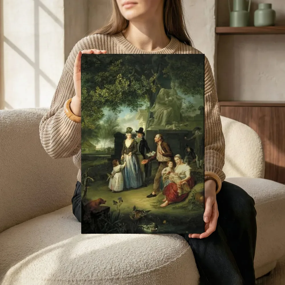 Sfeerimpressie: Landschap met figuren, bedoeld als een uitbeelding van de Liefdadigheid van Nicolaes Muys terwijl het zittend wordt getoond
