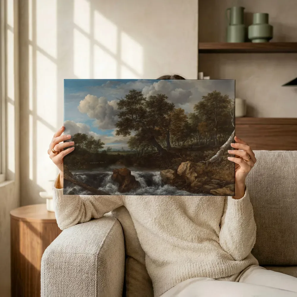 Sfeerimpressie: Landschap met waterval terwijl het omhoog wordt gehouden