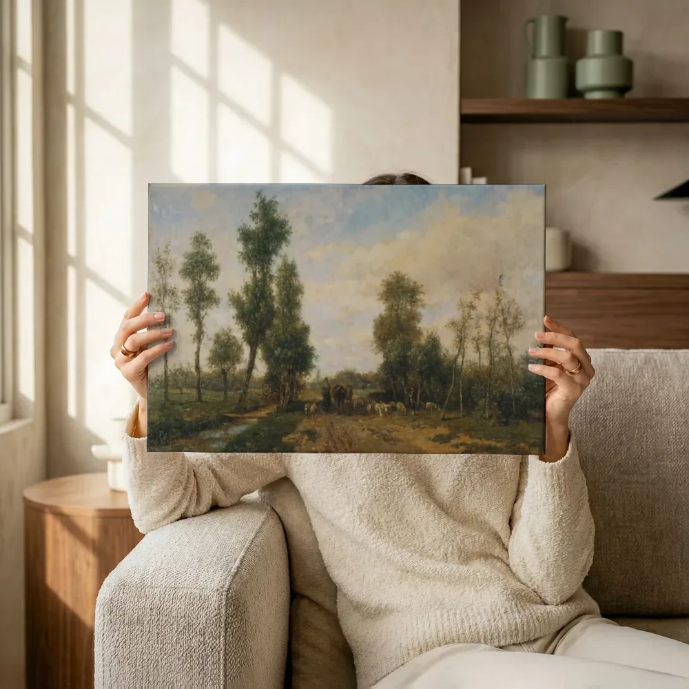 Sfeerimpressie: Landschap met zandweg van Simon van den Berg terwijl het omhoog wordt gehouden