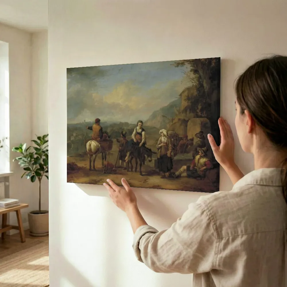 Sfeerimpressie: Landvolk bij een bron van Johannes Lingelbach terwijl het wordt opgehangen