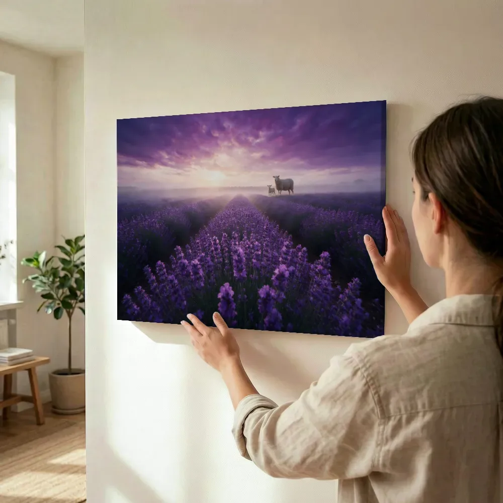 Sfeerimpressie: Lavendel bij de ochtendmist 10 terwijl het wordt opgehangen