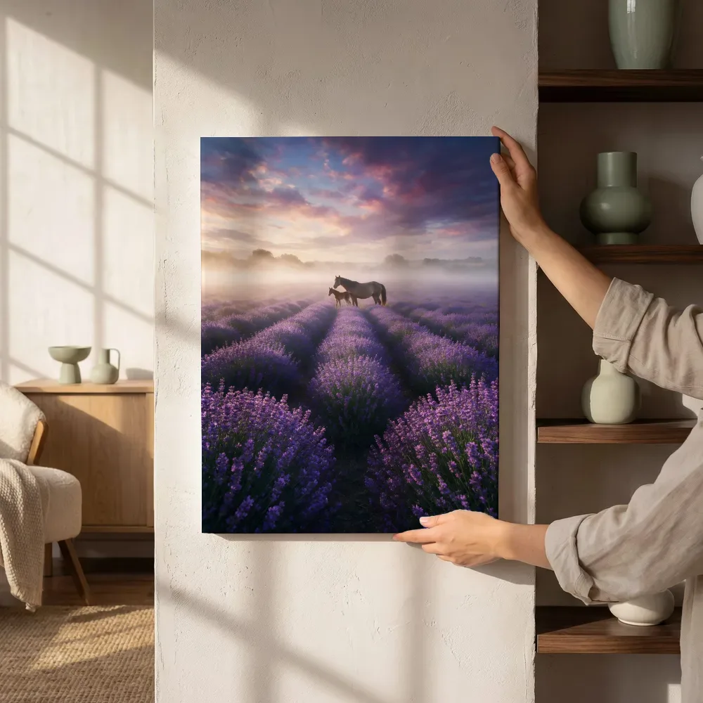 Sfeerimpressie: Lavendel bij de ochtendmist 18 naast de kast