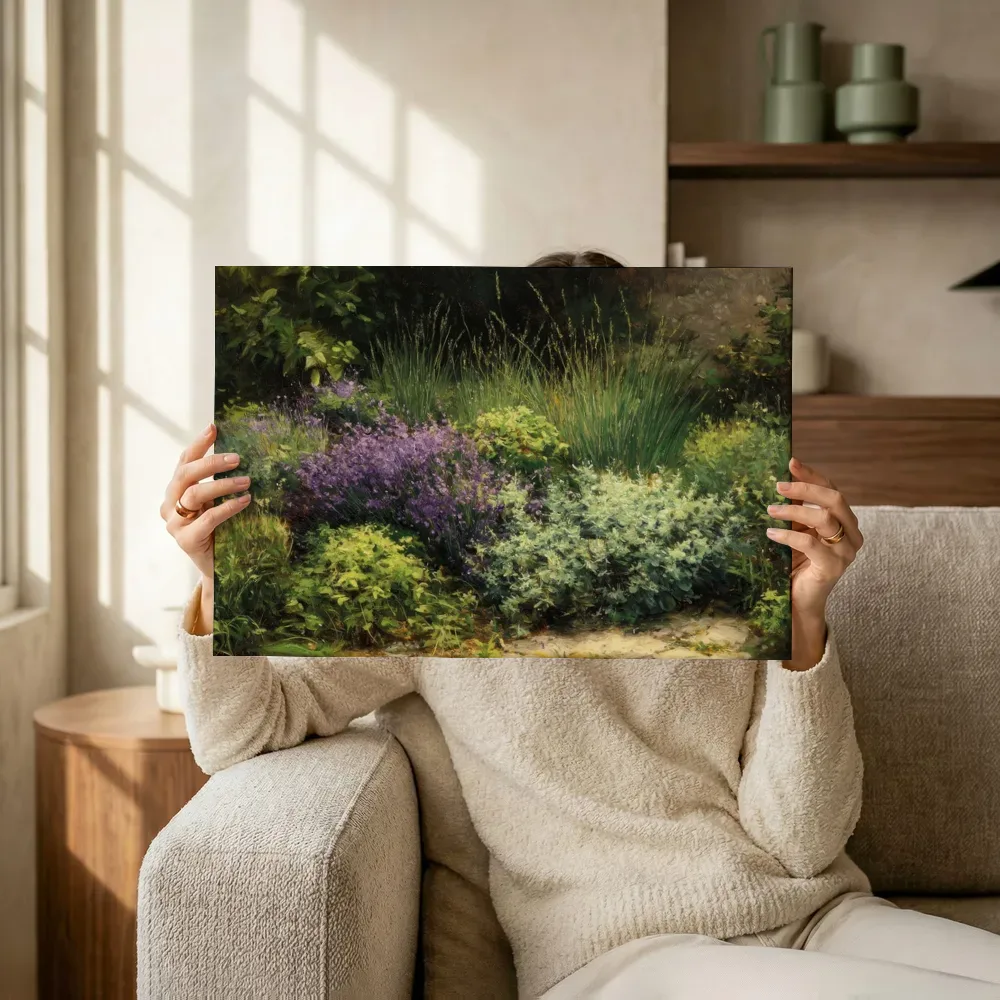 Sfeerimpressie: Lavendel en witte bloemenborder terwijl het omhoog wordt gehouden