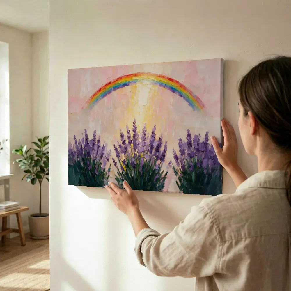Sfeerimpressie: Lavendel in groepjes in groenroze terwijl het wordt opgehangen