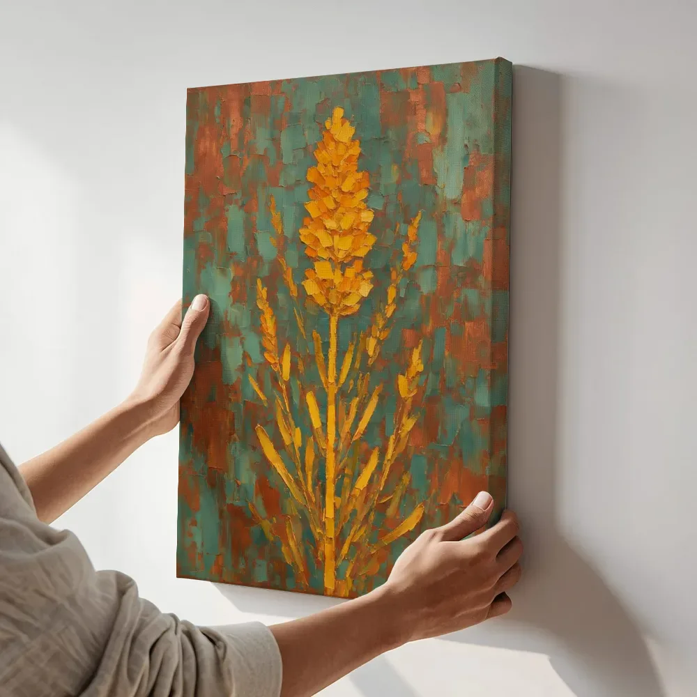 Sfeerimpressie: Lavendel in saffraan terwijl het aan de muur wordt gehangen