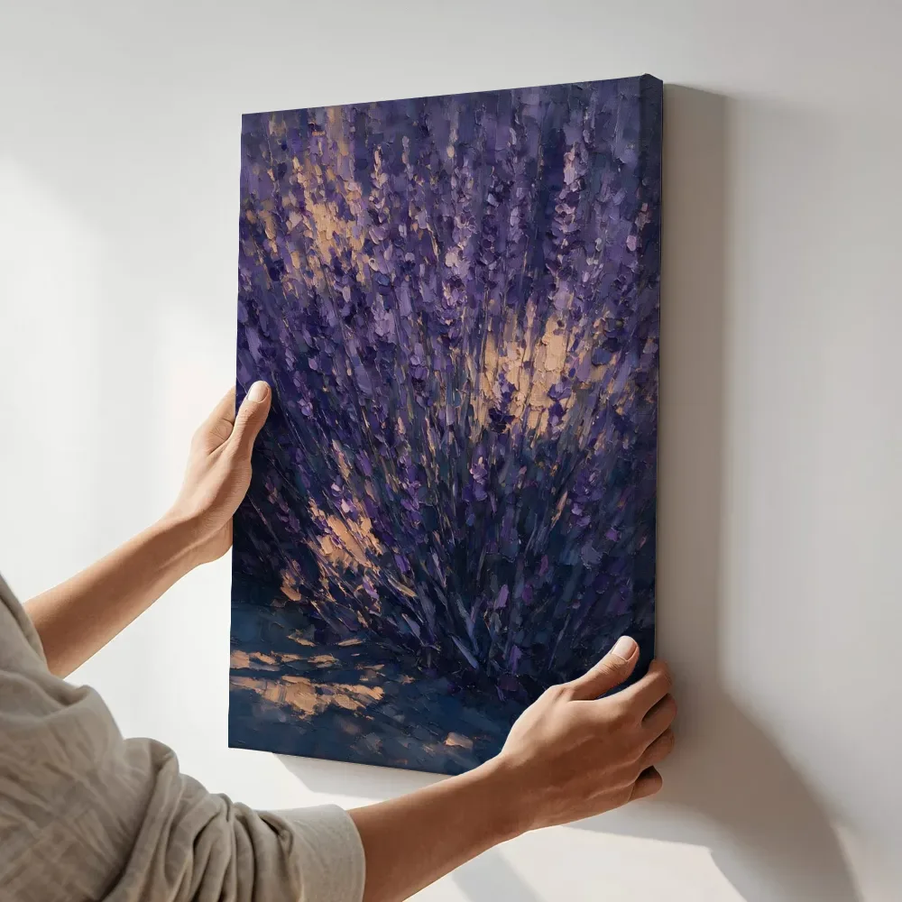 Sfeerimpressie: Lavendel in zandduin terwijl het aan de muur wordt gehangen