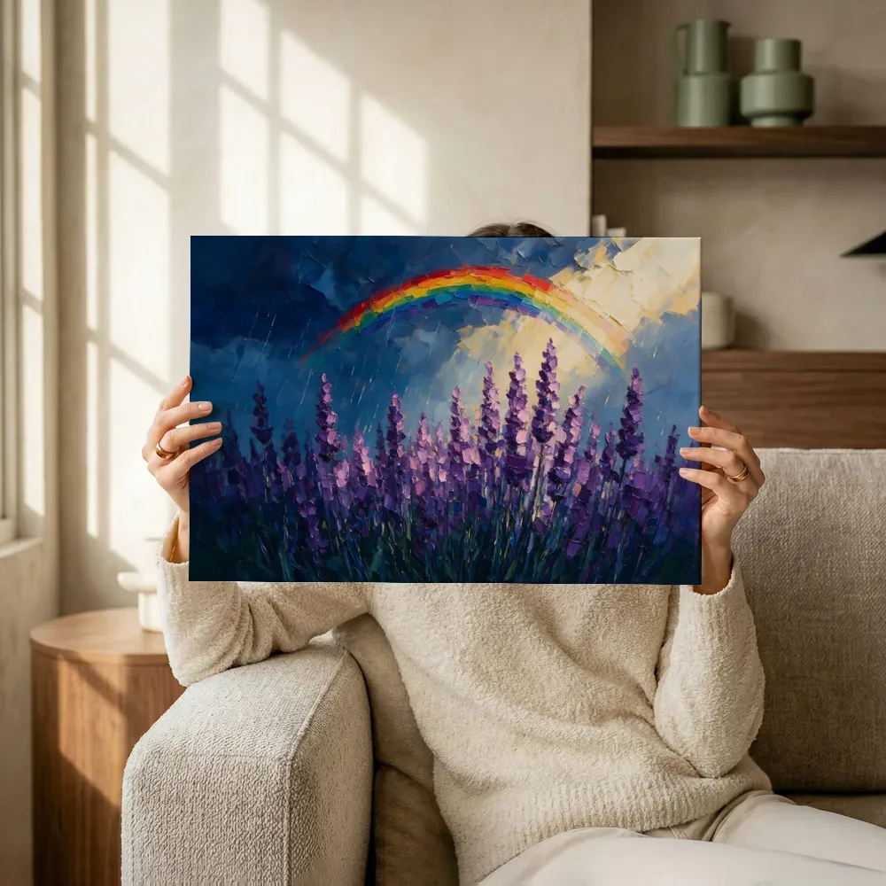 Sfeerimpressie: Lavendel tegen de lucht in violet terwijl het omhoog wordt gehouden
