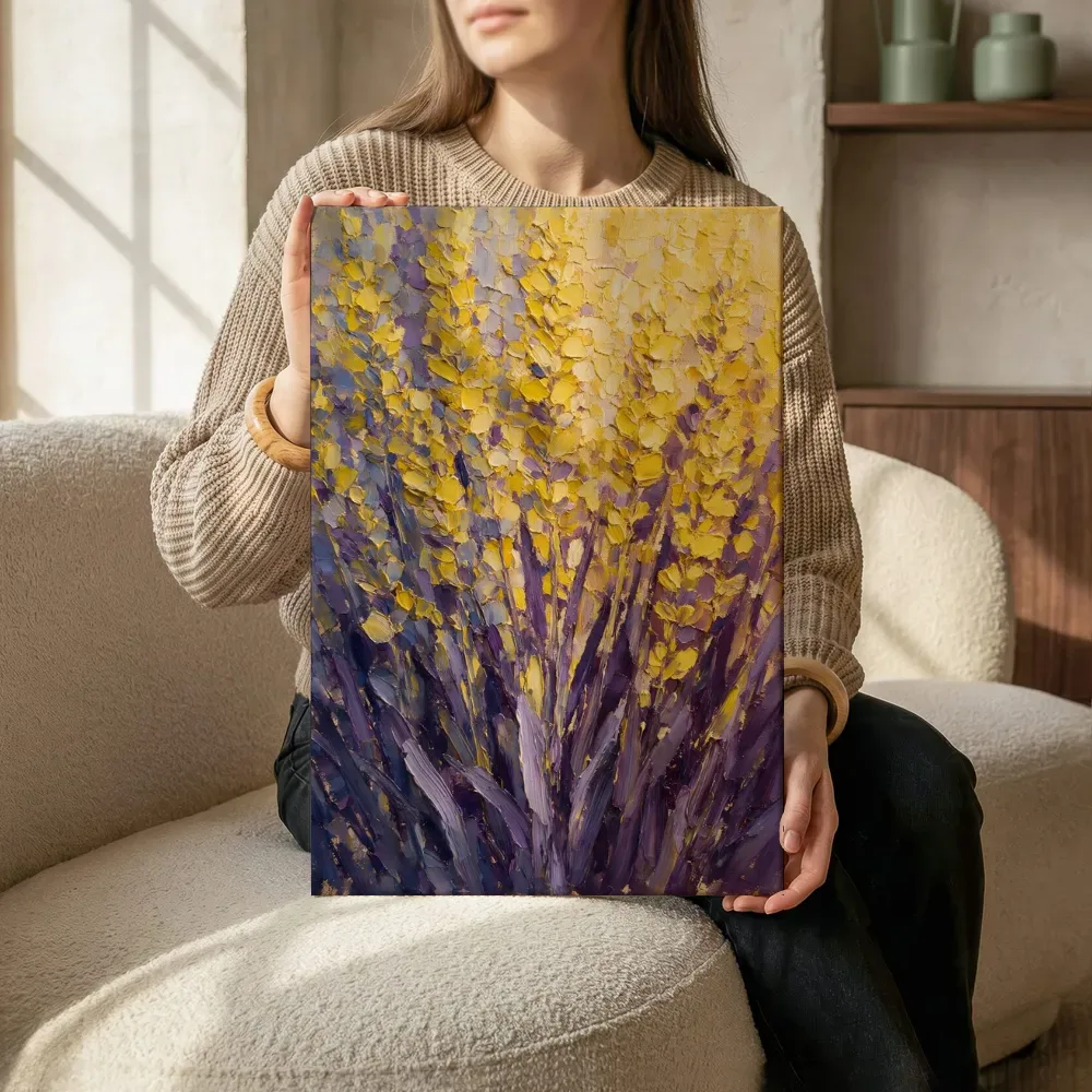 Sfeerimpressie: Lavendel van dichtbij in zwavelviolet terwijl het zittend wordt getoond