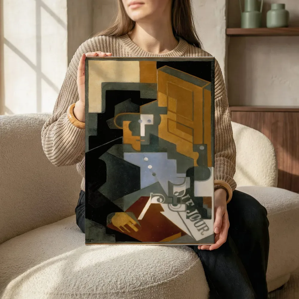 Sfeerimpressie: Le Tourangeau (Man from Touraine) (1918) van Juan Gris terwijl het zittend wordt getoond