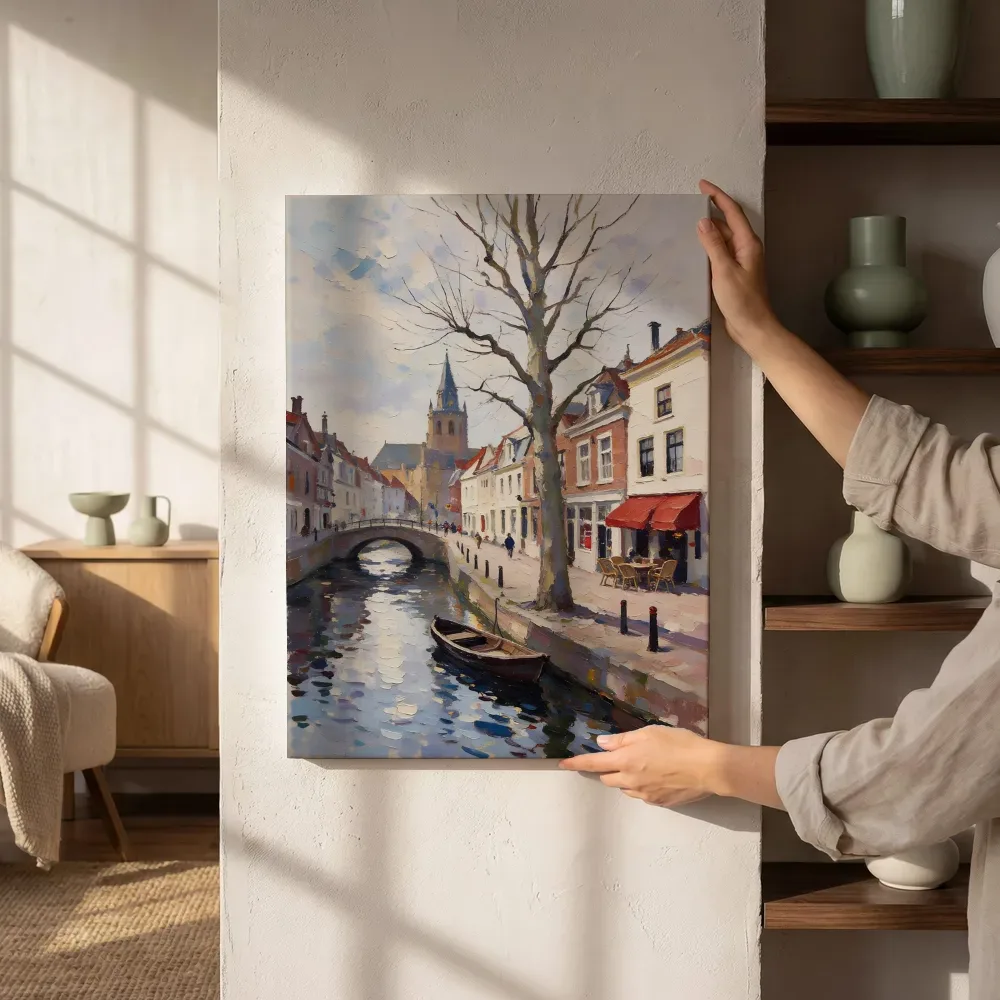 Sfeerimpressie: Leiden, Nieuwe Rijn in bijna abstract naast de kast