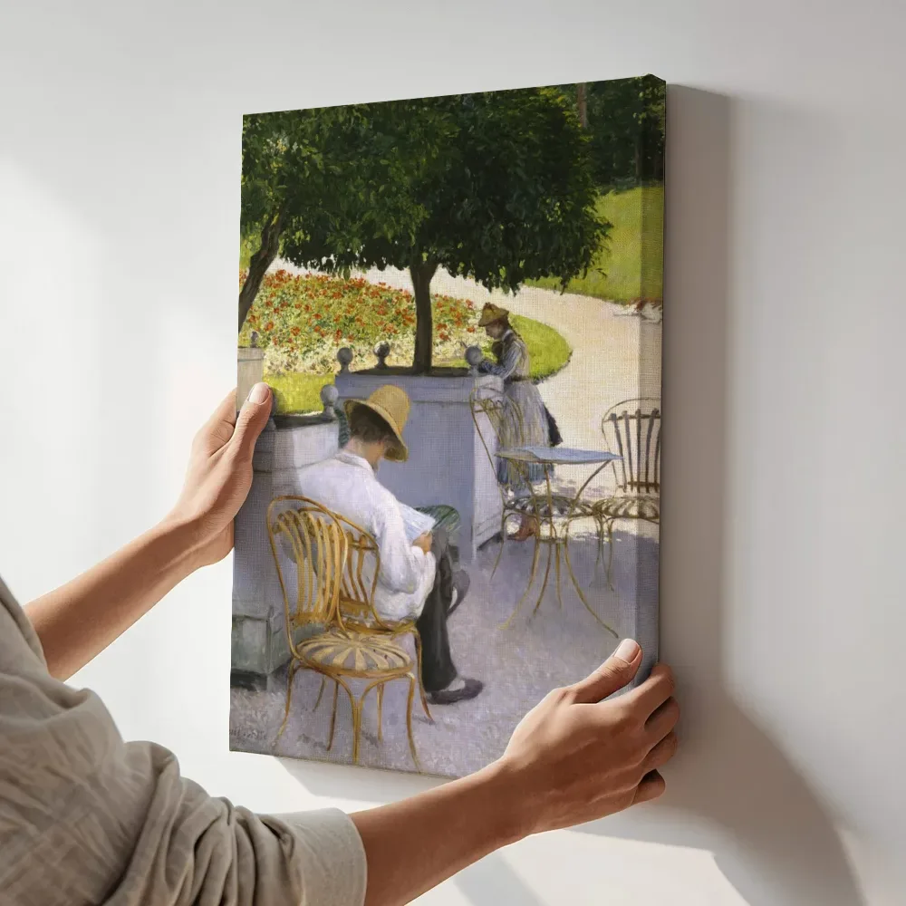 Sfeerimpressie: De sinaasappelbomen van Gustave Caillebotte terwijl het aan de muur wordt gehangen